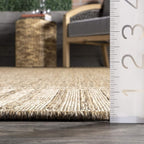 Nuloom Asha Light Brown/Ivory, 6'7" x 9', Casual, Striped Border, Soft and Cozy, High Traffic, Stain Resistant, Easy Clean, Durable Area Rug for Indoor/Outdoor Patio, Deck, Porch, Garden, Courtyard