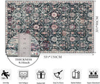 Lahome Moroccan Trellis Washable Small Area Rug, 3x5 Black Rug for Bedroom Living Room, Non-Slip Oriental Accent Throw Carpet for Kitchen Office Entryway Bathroom Office, Black/Multi