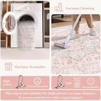 LIVEBOX Area Rug Pink 4x6 - Oriental Floral Bedroom Rug Vintage Low-Pile Indoor Rugs for Kids Room, Non-Shedding Retro Carpet, Accent Rugs for Kitchen Entryway Office Camper Pink