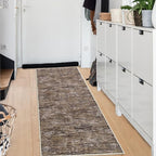RUGSREAL Hallway Runner Rug 2.5x10 Long Kitchen Runner Rug with Rubber Backing Low Pile Stain Resistant Entryway Carpet Washable Modern Solid Color Runner for Living Room Bedroom, Brown