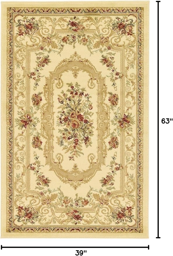 Rugs.com Chateau Collection Rug – 3' x 5' Cream Medium Rug Perfect for Entryways, Kitchens, Breakfast Nooks, Accent Pieces