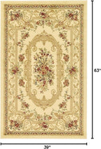 Rugs.com Chateau Collection Rug – 3' x 5' Cream Medium Rug Perfect for Entryways, Kitchens, Breakfast Nooks, Accent Pieces