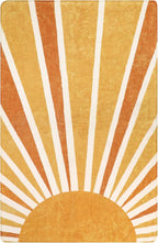Lahome Boho Area Rug: 4'x6' Machine Washable & Non-Slip with Rainbow Sun Print for Living Room, Bedroom, Nursery, Entryway, Dining Room & Office Decor