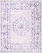 Wonnitar Floral Print 8x10 Washable Rug, Purple Bow Room Decor for Girls Bedroom, Ultra-Thin Non Slip Soft 8 x 10 Large Boho Carpet for Living Room Baby Nursery Kids Playroom