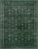 Moynesa Green 8x10 Living Room Rug, Vintage Washable Area Rug for Bedroom Dining Room Office, Low Pile Soft Non-Slip Retro Accent Carpets for Kitchen Indoor Nursery