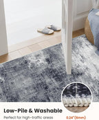 6x9 Area Rugs for Living Room, Modern Abstract Washable Rug with Non-Slip Backing & Low Pile Indoor Carpet for Nursery Room, Bedroom and Dinning Room, Grey