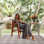 CAMILSON Outdoor Rug - Modern Area Rugs for Indoor and Outdoor Patios, Kitchen and Hallway mats - Easy Cleaning Non Shedding Washable Outside Carpet (6x9, Buffalo - Grey/White)