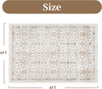 MontVoo-Vintage Area Rug 4X6 Beige Rugs for Living Room-Soft Distressed Printed Rugs for Bedroom-Non Slip Carpet-Machine Washable Rug for Dining Room Living Room Bedside Office