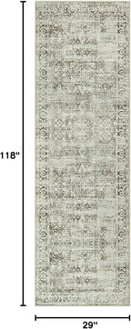 Morebes Vintage Extra Long Runner Rugs for Hallways 10 ft, Washable 2x10 Runner Rug for Kicthen Non Slip, Soft Distressed Non-Shedding Throw Carpet for Entryway Living Room, Brown