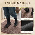 MontVoo Door Mat Indoor Entrance Doormat, Absorbent Durable Rubber Non Slip Front Door Mat for Inside Entry Entryway Dirt Trapper Welcome Mat, Red 17''x30''