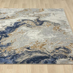 LUXE WEAVERS Marble Collection Blue Area Rug 6x9 Modern Abstract Swirl Design Non-Shedding Carpet