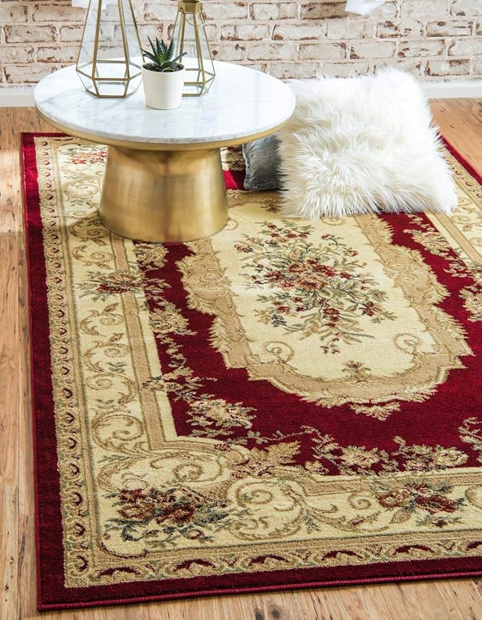 Unique Loom Versailles Collection Traditional Classic Floral Motif Area Rug (2' 2 x 3' 0 Rectangular, Burgundy/ Ivory)