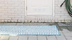 Unique Loom Outdoor Striped Collection Area Rug - Striped (2' x 6' 1" Runner, Light Aqua/Ivory)