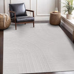 CAMILSON Micro Loop Rug 10x14 Modern Luxury Geometric Arch Large Area Rugs Soft High and Low Pile Stain Resistant Easy-Cleaning Non-Shedding for Living Room Indoor Carpet (10 x 14 / White)