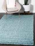 Unique Loom Solid Shag Collection Area Rug (9' x 12' 2" Rectangle Light Slate Blue)