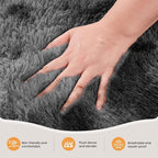 Zentavio Runner Rugs for Hallway 2x6 Shag Soft Bedroom Bedside Rugs Non Slip Fluffy Carpet for Kids Girls Boys Home Decor Aesthetic Dorm Nursery Tie-Dyed Black Grey