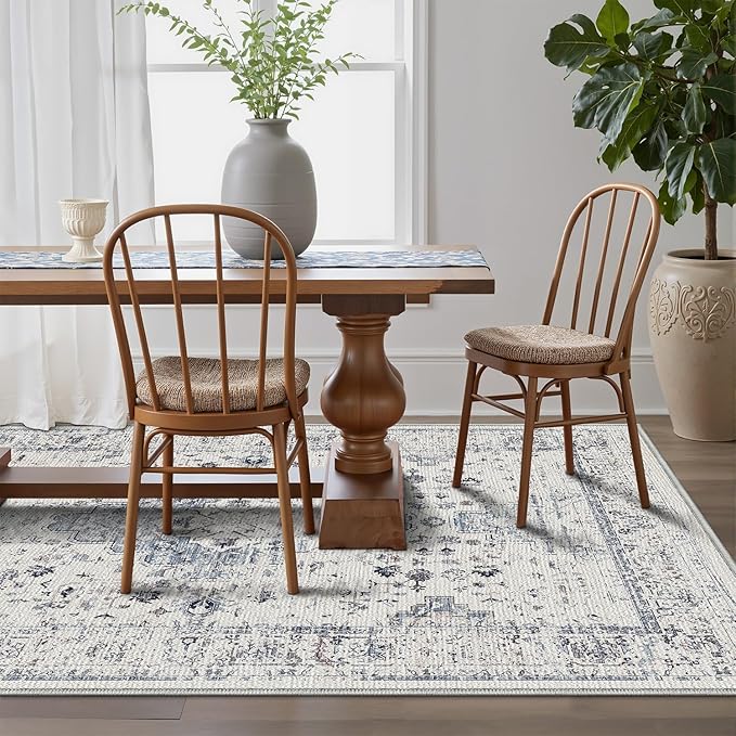 LUMI Washable Area Rug for Living Room, 10x14 Ultra Soft Traditional Rugs Non Slip with Rubber Backing, Low Profile, High Traffic, Stain Resistant Carpets, Ideal for Bedroom, Dining Room, Indoor
