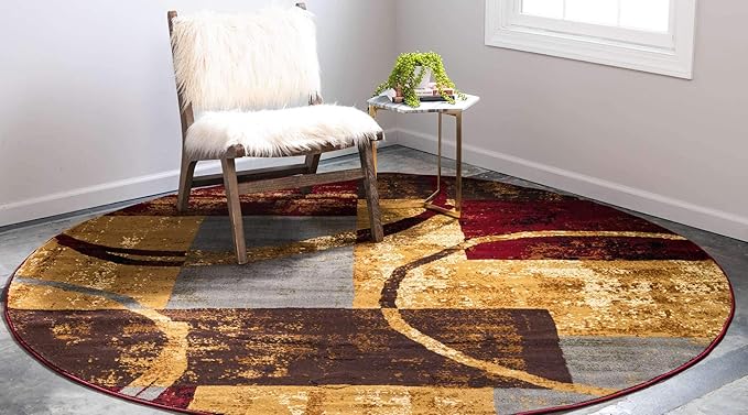 Unique Loom Barista Collection Area Rug - Kouillou (4' 1" Round, Multi/ Brown)