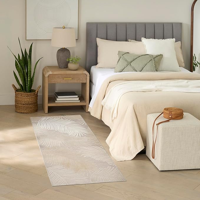 Nourison Home Suncoast Beige 2' x 6' Area Rug - Easy Clean, Non Shedding, Bed Room, Living Room, Dining Room, Kitchen (6' Runner)