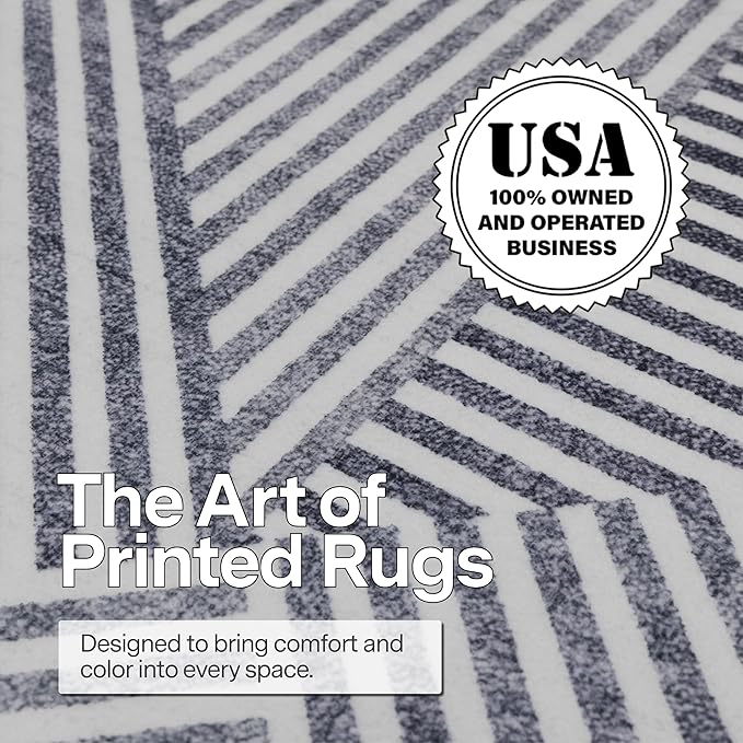 ReaLife Rugs Machine Washable Area Rug - Living Room Bedroom Bathroom Kitchen Entryway Office - Padded Crease Free Stain Resistant Premium - Modern Geometric Contemporary- Miles- Gray - 2'x 3'