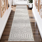 Lahome Moroccan Washable 2x6 Runner Rug, Non-Slip Beige Kitchen Hallway Runner Rug, Ultra Soft Geometric Print Distressed Floor Carpet for Hallways Entryway Bedroom Laundry