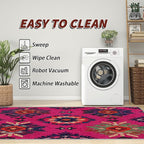 Southwestern Large Area Rug 8x10 - Ethnic Vintage Floral Medallion Rugs for Living Room Non Slip Low Pile Machine Washable Dining Room Rug, Southwestern Carpet Home Decor & Gifts