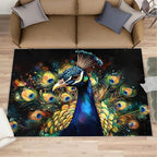 Peacock Rugs for Bedroom - 3x5 Area Rug - 3D Peacock Rugs for Living Room, Abstract Watercolor Animal Rug, Non-Slip Washable Home Decor Carpet