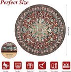 U'Artlines Boho Vintage Round Area Rug 4ft Machine Washable Low Pile Soft Floor Carpet Non Slip Non Shedding Accent Rug for Living Room Bedroom Entryway Dining Room Office Rust＆Teal