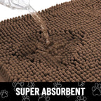 Smiry Dog Door Mat for Muddy Paws, Absorbent Dirt Trapper Non Slip Quick Dry Washable Chenille Mat for Mud Dogs, Entry Rug for Indoor and Outdoor (30x20 Inches, Coffee and White)