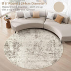 8ft Round Area Rug Living Room Rugs - 8x8 Washable Neutral Modern Abstract Soft Thin Rug Indoor Floor No Slip Rug Carpet for Bedroom Under Dining Table Home Office Decor - Dark Brown