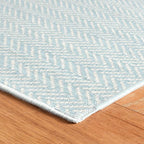 Dash & Albert Herringbone Navy Machine Washable Rug, 7.5 X 9.5 Feet, Blue Geometric Pattern