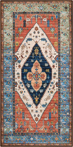 Lahome Boho Runner Rugs for Hallway - 2x4 Bathroom Area Rugs Non-Slip Small Throw Kitchen Rug Low-Pile Rugs for Entryway Laundry Room Rug Oriental Distressed Indoor Carpert Runner for Entrance BathRug