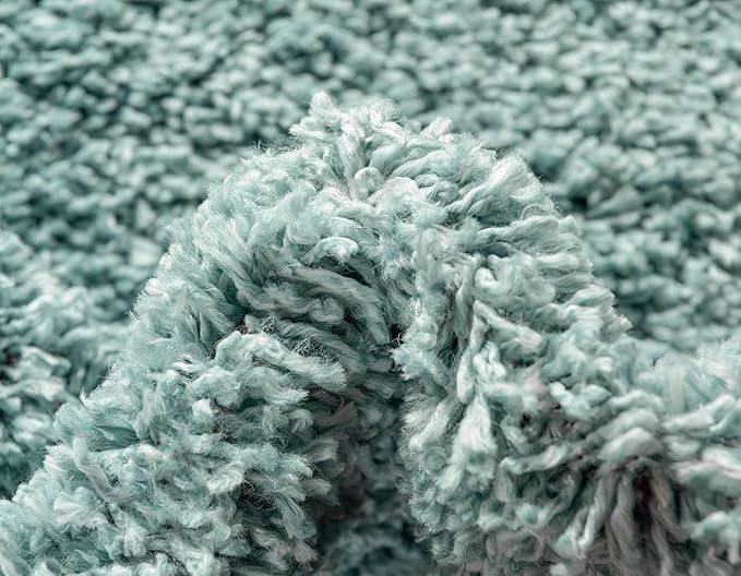 Unique Loom Davos Shag Collection Area Rug - Solid (2' 7" x 10' Runner, Aqua)