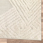 Antep Rugs Palafito 4x6 Geometric Shag Diamond High-Low Pile Textured Indoor Area Rug (Beige, 3'11" x 5'11")