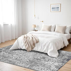 vivorug 6x9 Area Rugs, Stain Resistant Washable Rug for Living Room, Vintage-Inspired Grey Rug