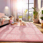 Ophanie Pink Area Rugs for Bedroom Girls, 6x9 Kids Fluffy Fuzzy Furry Shag Carpet, Plush Soft Cute Baby Shaggy Bedside Indoor Floor Rug for Teen Dorm Home Decor Aesthetic, Nursery