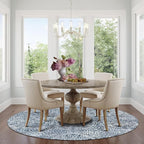 vivorug Round Rug 5ft Vintage-Inspired Round Area Rug Non-Slip Indoor Carpet for Living Room Bedroom Entryway, Stain Resistant Home Decor Circle Rug, Blue Medallion