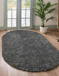 Unique Loom Davos Shag Collection Area Rug - Solid (7' 10" x 10' Oval, Peppercorn)