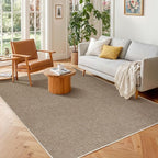 LBRO2M Easy Jute Solid Area Rug 4X4 Round Washable Rugs for Living Room Dining Room Bedroom Natural Jute Look Indoor Outdoor Rug Durable, Solid Non Shedding Eco Friendly (4X6 Natural)