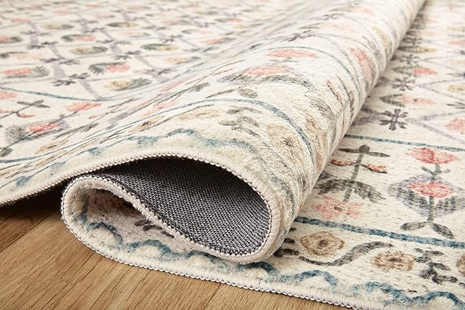 Loloi Rifle Paper Co. Eden Collection EDE-03 Lattice Ivory 5'-0" x 7'-6" Area Rug feat. CloudPile™