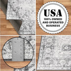 ReaLife Rugs Machine Washable Area Rug - Living Room Bedroom Bathroom Kitchen Entryway Office - Padded Low Pile Stain Resistant Premium - Boho Farmhouse Vintage - Joy - Gray 5' x 7'