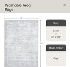 Valenrug Washable Rugs 6x9 - Non Slip 6x9 Area Rugs for Living Room, Stain Resistant Area Rugs for Bedroom, Foldable Machine Washable Area Rug(6'x9', Grey)