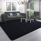 AROGAN Modern Shag Area Rug for Living Room, 6x9 Feet Washable Rugs for Bedroom, Indoor Floor Carpet, Plush Memory Foam Bedside Rugs for Kids Girls Teens Room Low Pile Decor, Black