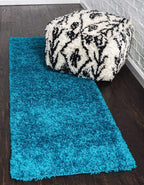 Unique Loom Solid Shag Collection Area Rug (2' 6" x 13' 1" Runner, Turquoise)