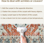 YJ.GWL Area Rugs for Living Room 9x12 Machine Washable Rugs, Non Slip Floral Vintage Rug Indoor Carpet, Stain Resistant Large Rug for Bedroom Dining Room, Copper Tan