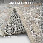 Bavni 2x7 Washable Runner Rug for Hallway, Vintage Grey Rug with Non-Slip Backing, Oriental Distressed Print Indoor Kitchen Runner, Low Pile Thin Soft Small Rugs for Entryway, Bedroom, Laundry Room