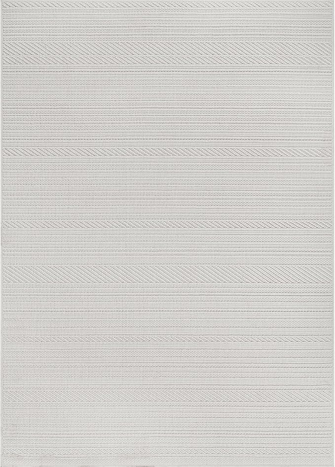 Micro Loop Indoor Rug White 9x12 Boho Geometric Neutral Area Rugs for Living Room Soft Luxury Modern Low and High Pile Durable Stain Resistant Non-Shedding Indoor Area Carpet 9 x 12