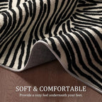 YIHOUSE 9×12 Ft Washable Rug, Black and White Abstract Area Rug for Bedroom, Living Room, Dining Room, Office, Playroom, Nursery, Ultra Thin Nonslip Modern Large Rugs Soft Contemporary Striped Rugs