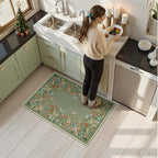 Wonnitar 2x3 Boho Bathroom Rugs Non Slip Washable Kitchen Rug, Green Floral Small Area Rugs for Entryway, Low Pile Soft Door Mat Indoor Entrance Throw Carpet for Bedside Laundry Room (Green,2'x3')