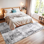 Washable Abstract Rug, 6x9 Modern Area Rugs with Non-Slip Rubber Backed for Living Room, Thin but Soft Contemporary Carpet Kitchen Bedroom Dining Room Decor, Dark Grey